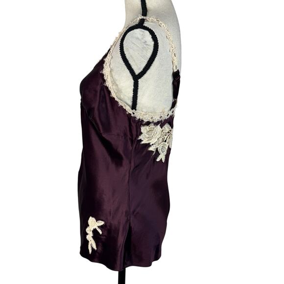 Luxe Arden B. Large Camisole Floral Embroidered V-Neck Adjustable Straps Silk - Picture 7 of 9